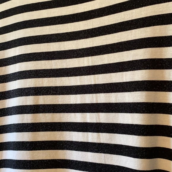 Old Navy Black White Stripe Jersey Knit Stretch Cotton Midi Dress with Pockets - Picture 5 of 12